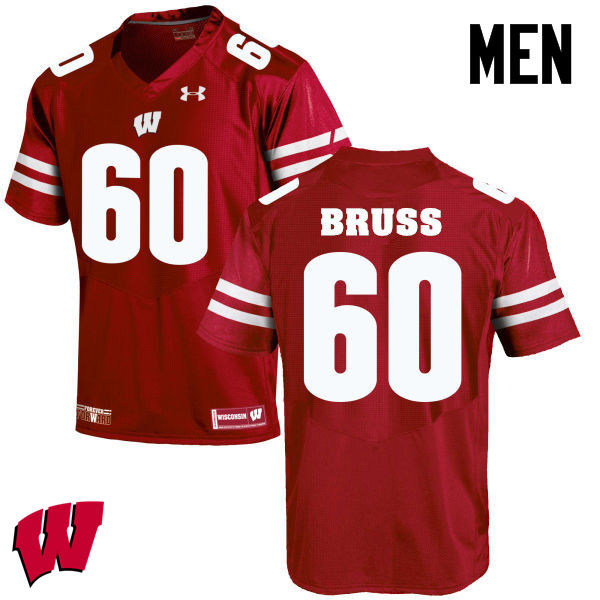 Men Winsconsin Badgers #60 Logan Bruss College Football Jerseys-Red - Click Image to Close